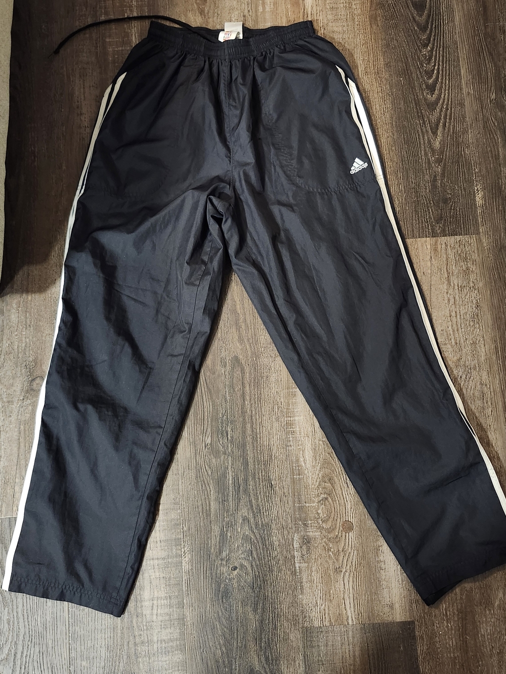 adidas Black Track Pants with White Stripes